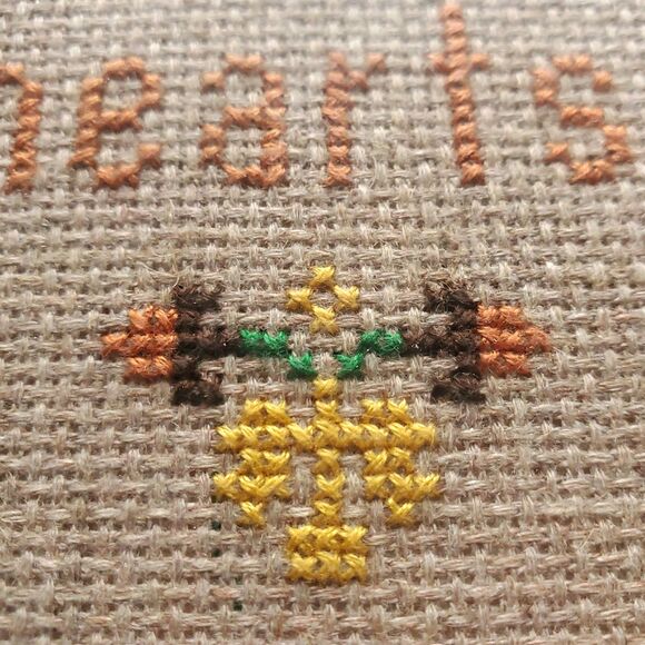 Contentment Starts With Thankful Hearts Completed Cross Stitch 10.5" Framed VTG - Picture 3 of 8